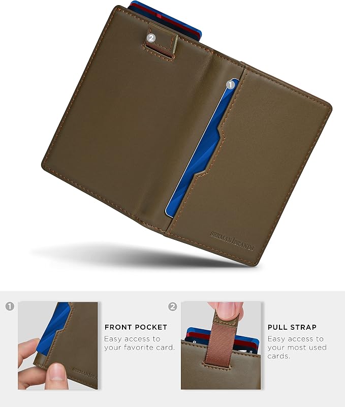 SERMAN BRANDS - Wallets for Men Slim Mens leather RFID Blocking Minimalist Card Front Pocket Bifold Travel Thin - Image 5