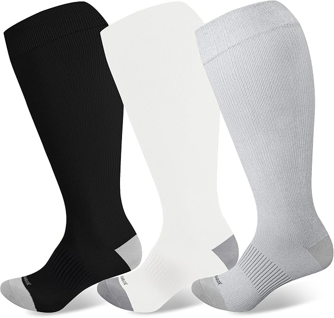 LEVSOX Plus Size Compression Socks Wide Calf Men&Women 20-30 mmhg Knee High Support Socks for Medical, Nurse, Diabetic by Levsox
