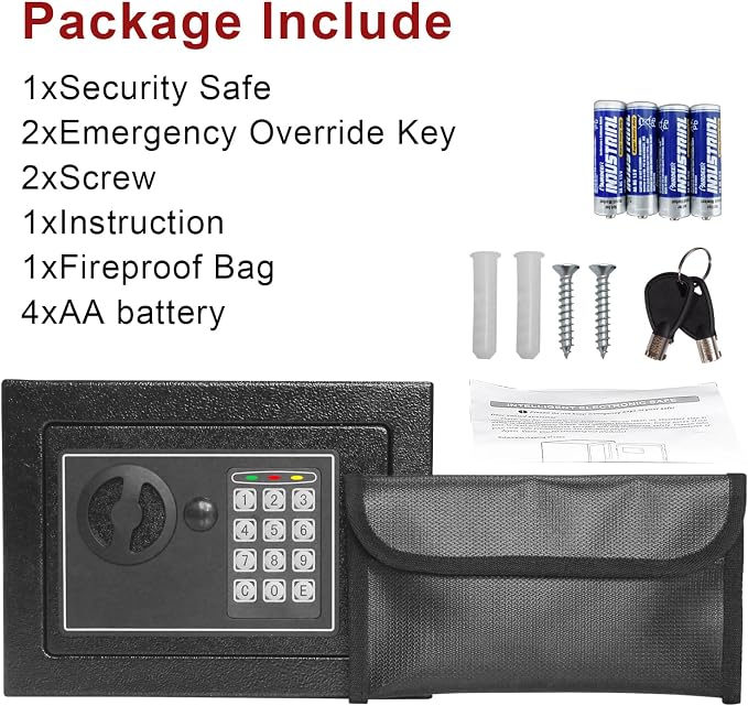 Money Safe Box for Home with 4 LED Color Sensor Light & Fireproof Money Bag, 0.23CUFT, Security Lock Box with Keys & Pass Code, Fireproof Safe with Digital Keypad, 3mm Thickness Door - Image 3