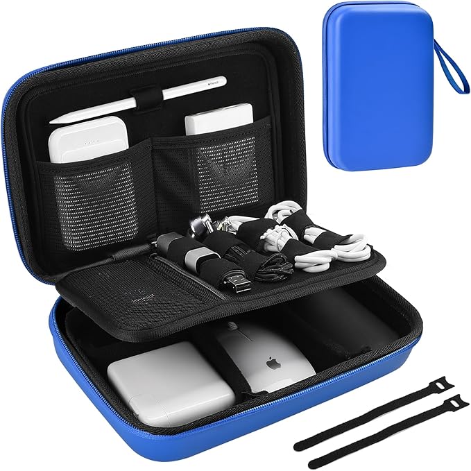 ProCase Hard Travel Electronic Organizer Case for MacBook Power Adapter Chargers Cables Power Bank Apple Magic Mouse Apple Pencil USB Flash Disk SD Card Small Portable Accessories Bag by ProCase