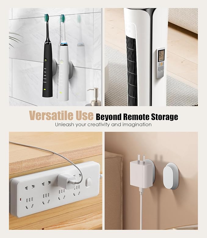 Magnetic Remote Control Holder Wall Mount for TV/Fan, 5Pack-White | No Drill Self-Adhesive TV Remote Holder for Bed, Silicone Remote Caddy, Bedside Organizer, RV Accessories - Image 6