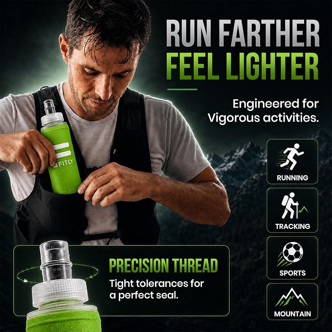 FITLY Soft Flask - Shrink As You Drink Soft Water Bottle for Hydration Pack - Folding Water Bottle Ideal for Running, Hiking, Cycling, Climbing & Rigorous Activity - Image 5