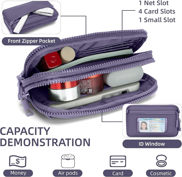 FODOKO Wristlet wallets for Women RFID crossbody bags with 4 Zippers | Checkered quilted nylon with credit card slots, cell phone organizer, and coin purse for travel and everyday carry - Image 4