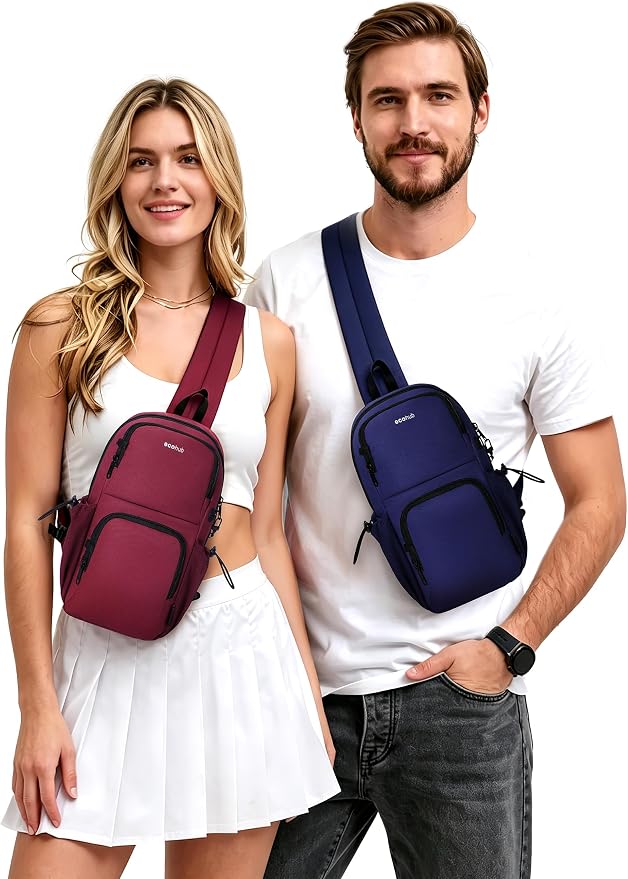 ECOHUB Crossbody Bags for Women Men, Anti-Theft RFID Blocking Sling Backpack Water Resistant Chest Shoulder Daypack, Blue - Image 2