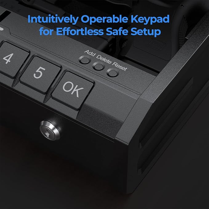 ONNAIS Iron SE Biometric Gun Safe for Handgun with Fingerprint Keypad Lock | Steel Gun Case, 3 Quick Access Methods, Handgun Safe for Home, Nightstand, Bedside, or Car, Birthday Gifts for Men - Image 2