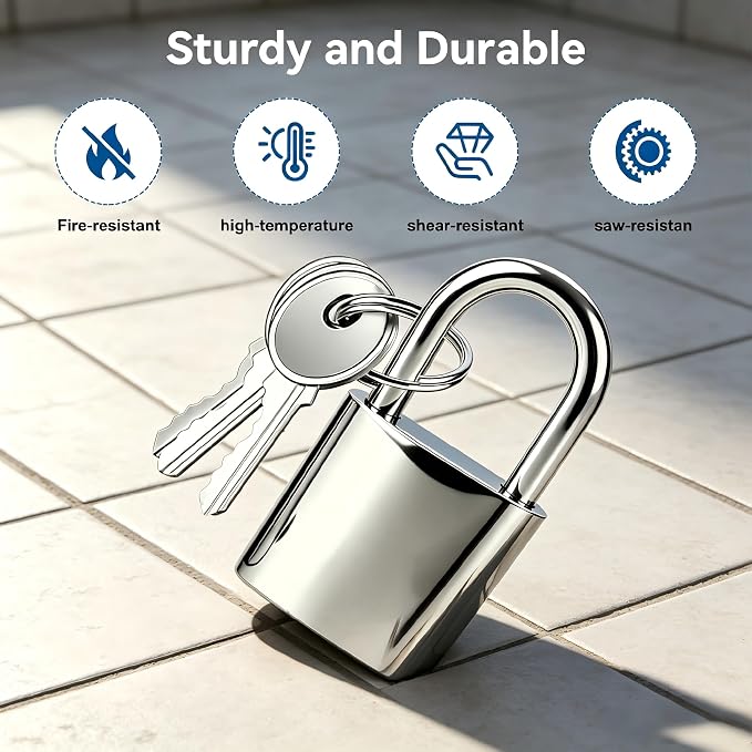 2 Pcs Small Locker Lock with 3 Keys Alike, Silver Lock Keyed Padlock, Luggage Padlocks for Travel Bags, Securing Luggage, Toolbox, Gym Locker - 32mm(1.25in) - Image 5