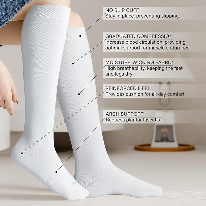 LEVSOX Viscose Made from Bamboo Compression Socks for Pregnant Women 20-30 mmHg Knee High Cute Mens Supports Socks for Travel - Image 2