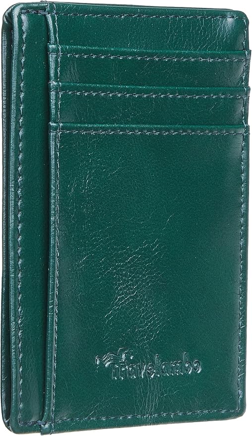 Travelambo Slim Wallet Front Pocket Minimalist Leather RFID Blocking Medium Size by Travelambo