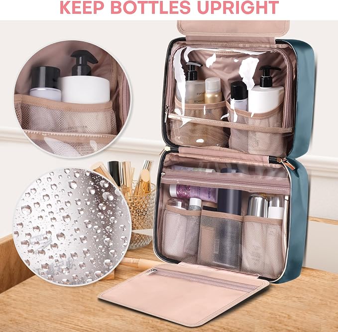 HXLGMD Travel Size Toiletry Bag for Women, Portable Cosmetic Bag with Hanging Hook, Travel Essentials Water-resistant Makeup Organizer for Accessories, Shampoo, Full-size Container, Toiletries - Image 6
