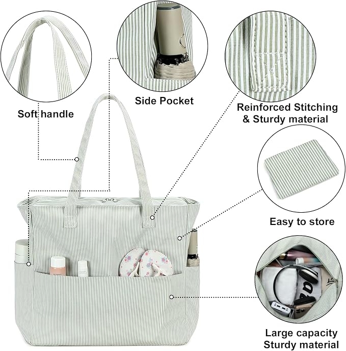 Bluboon Beach Bags for Women, Large Waterproof Tote Bag With Wet Compartment for Pool Weekender Travel Gym - Image 7