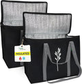 Green Bulldog 2Pack Insulated Grocery Bags – Foldable Reusable Cooler Bags with Handles for Everyday Use, Groceries, Food Delivery, and Shopping – 16”x9”x13”, Black by GreenBulldogBags