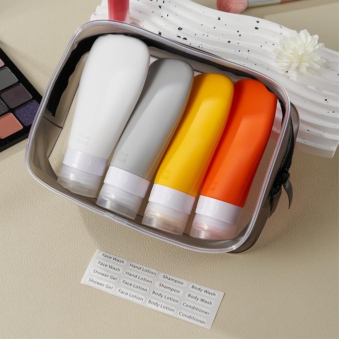INSFIT Travel Bottles for Toiletries, TSA Approved 3oz Travel Size Containers, BPA Free Leak Proof Squeezable Silicone Tubes for Shampoo Conditioner Lotion Body Wash with Labels - Image 7