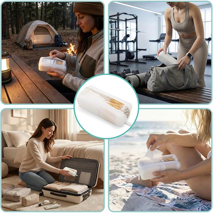 Cotton Pad Swab Travel Case, 2-in-1 Waterproof Organizer, VISFRESH (Clear) - Image 8