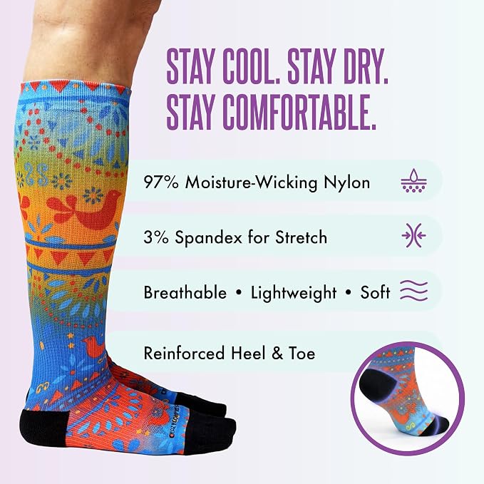 Crazy Compression Socks, Comfortable Support Socks for Recovery, Travel, Hiking, and Long-Hour Comfort w/Fun Designs - Image 5