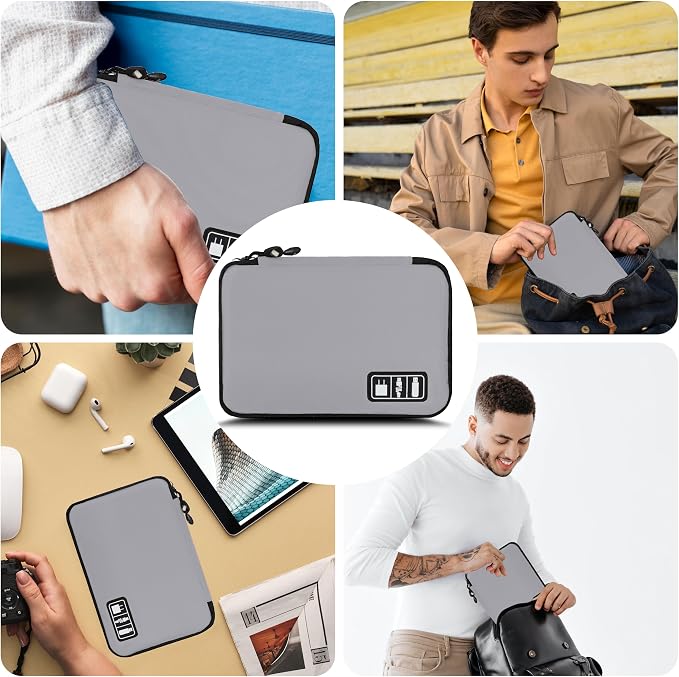 Electronics Organizer,Travel Cord Organizer Pouch,Cable Organizer Bags | Travel Electronic Accessories Storage Case for Cables, Cords, Charger, Phone (Gray) - Image 6
