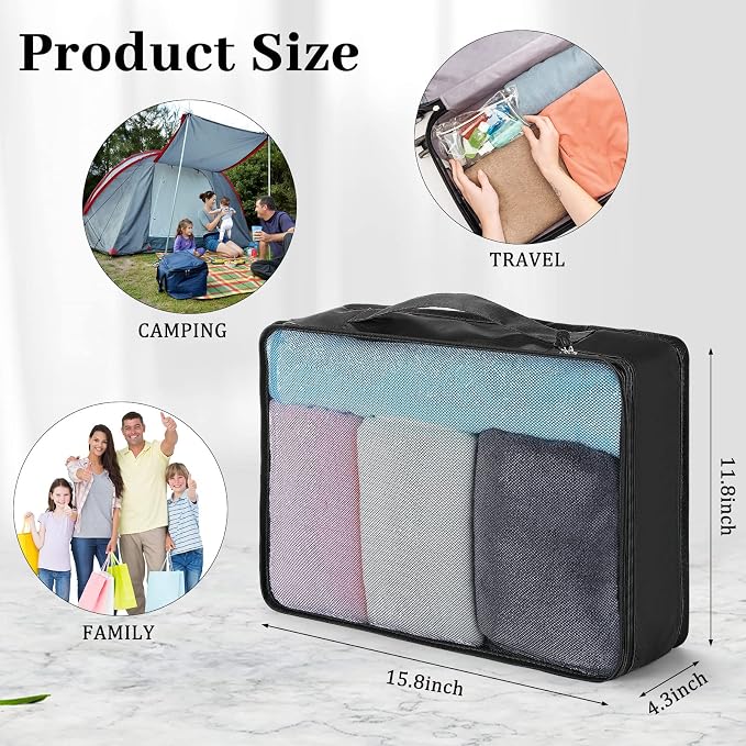 Tudomro 12 Pcs Large Packing Cubes Luggage Organizers for Suitcase Mesh Travel Organizer Bags Travel Packing Organizers for Traveling Camping Hiking - Image 2