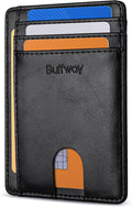 Buffway Slim Minimalist Front Pocket RFID Blocking Leather Wallets for Men and Women - Alaska Black by Buffway