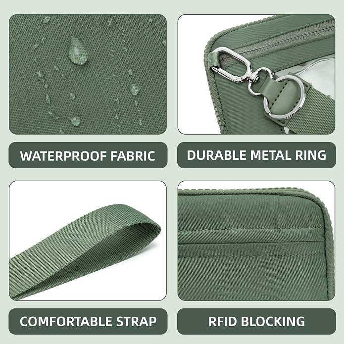FODOKO Wristlet wallets for Women RFID crossbody bags with 4 Zippers | Checkered quilted nylon with credit card slots, cell phone organizer, and coin purse for travel and everyday carry - Image 5