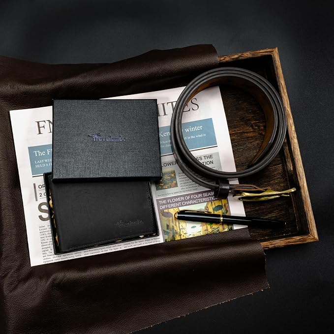 Travelambo Genuine Leather Wallet for Men with Gift Box - Handmade Bifold Stylish - Mens Wallets Rfid Blocking with 2 ID Windows - Image 8