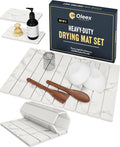 Oleex 3-Pack Stone Dish Drying Mat Set Includes 1 Large 24”x16” & 2 Small 4”x9” for Kitchen Counter-Collapsible Diatomaceous Earth Pad Absorbs Water & Dries Dishes Fast, Non-slip, Odor-Resistant Mats by OLEEXYOURKITCHENHELPER