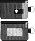 Minimalist RFID Blocking Small Wallet with ID Window,WaterResistant Zip Id Case Wallet with Lanyard Keychain for Cards,Cash,Travel,Women,Men (DardGray/LightGray) by CCUMI