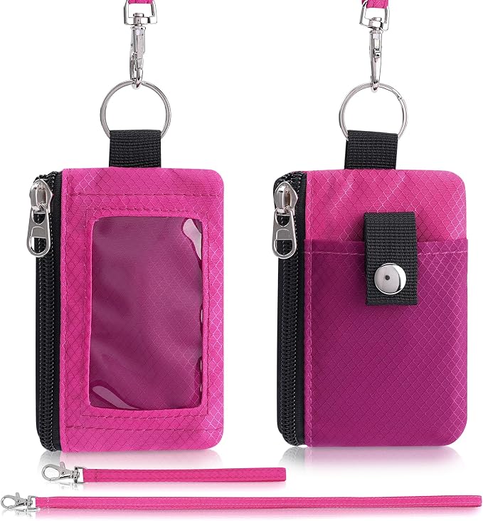 Artpaxy Minimalist Wallet For Mens Womens, Keychain RFID Blocking Zipper Small Wallet with ID Window 2 Lanyards,Water Resistant Travel Cash Card Coin Case Boys Girls - Image 7
