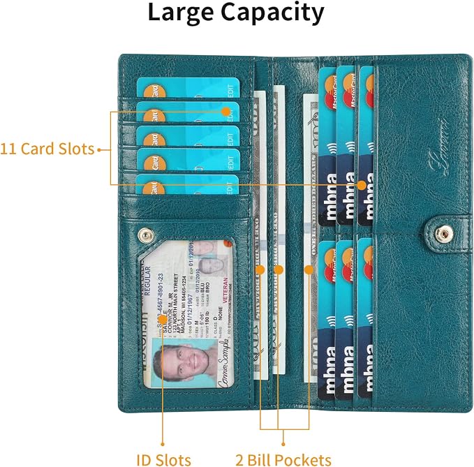Ultra Slim Thin Leather Women Wallet RFID Blocking Credit Card Holder Bifold Long Ladies Billfold - Image 5