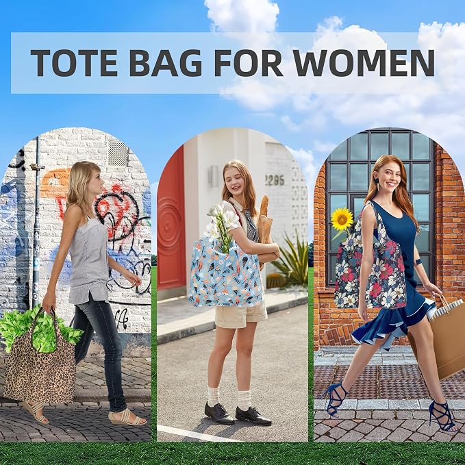 6 Pack Reusable Grocery Bags Heavy Duty with Handles, Reusable Shopping Bags for Women, Foldable, Washable for Store, Travel - Image 5