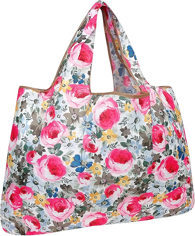 allydrew Large Foldable Tote Nylon Reusable Grocery Bags, Easter Floral by allydrew