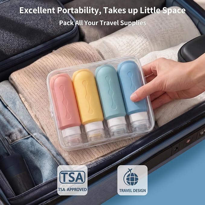 Gemice Travel Bottles for Toiletries, Tsa Approved Travel 6oz Size Containers with Clear Bag, BPA Free Leak Proof Travel Tubs Refillable Liquid Travel Accessories for Cometic Shampoo Lotion - Image 4