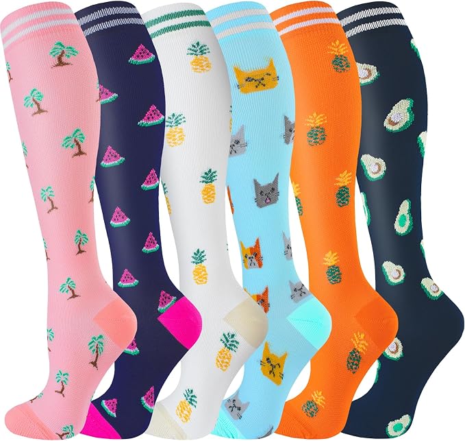 cerpite Compression Socks for Women & Men 6 Pairs Knee High Compression Socks 20-30 mmhg Best for Running,Nurse,Travel by Cerpitesportsstyles