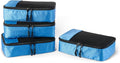 Amazon Essentials 4-Piece Space-Saving Packing Cubes Travel Accessories Set, Suitcase Organizer with Double Zipper, Mesh Top, Small, Sky Blue (Previously Amazon Basics) by AmazonEssentials