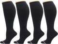 Dr. Motion 4 Pairs Women's Plus Size Wide Calf Compression Knee High Socks Graduated Support by Dr.+Motion
