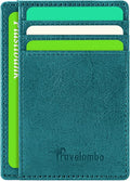 Travelambo Slim Wallet Front Pocket Minimalist Leather RFID Blocking Medium Size by Travelambo