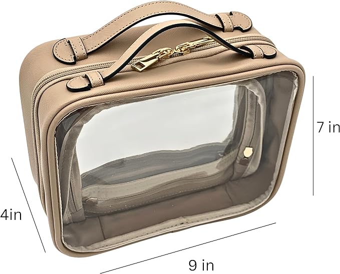 JAZD Clear Makeup Bag Toiletry Bag for Women Cosmetic Case Large Capacity Travel Make Up Bag Organizer Transparent Storage Compartment TSA Approved - Image 5