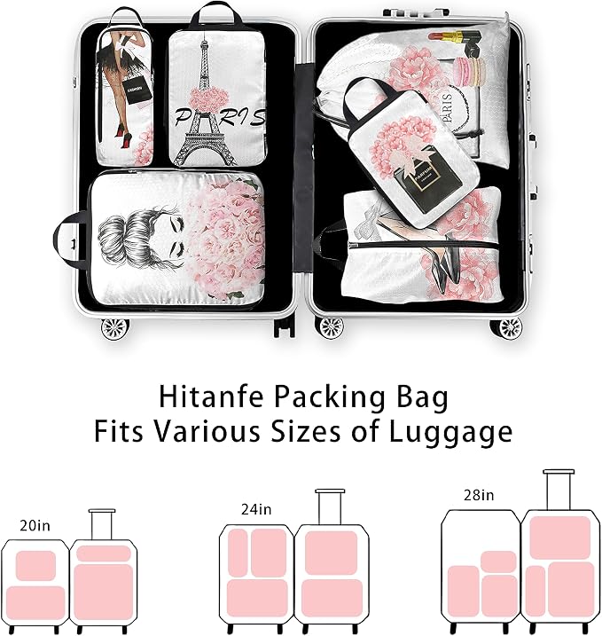 6 Pcs Compression Packing Cubes for Travel, Waterproof Luggage Organizer Washable Storage Bags Set - Packaging Cubes for Backpack Travel and Carry-Ons - Image 4