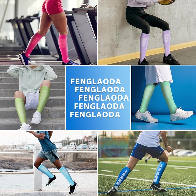 fenglaoda Compression Socks Women Men 6 Pairs, Knee High Best Support Circulation Socks for Running, Travel, Flight, Nurse - Image 5