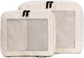 Compression Packing Cubes for Travel, 2-Pack, Beige | Solves overpacking, 2-Piece set fits most carry-ons, 50% Space savings, Compression luggage organizer bags by Aerotrunk