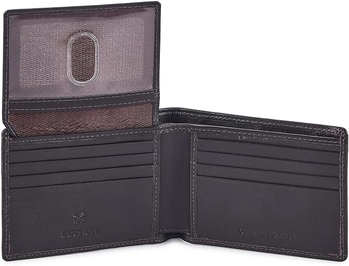 Wallet for Men Slim RFID Blocking Leather Bifold Minimalist 2 ID Windows Gift Box Carteras Para Hombres (SOFT, DARK CHOCOLATE) by Cochoa