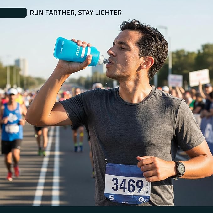 FITLY Soft Flask - Shrink As You Drink Soft Water Bottle for Hydration Pack - Folding Water Bottle Ideal for Running, Hiking, Cycling, Climbing & Rigorous Activity - Image 6