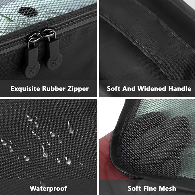 6 Set Packing Cubes for Travel Luggage Packing Bags Reusable Lightweight Suitcase Organizer Cubes Set for Travel Accessories (Black) - Image 3