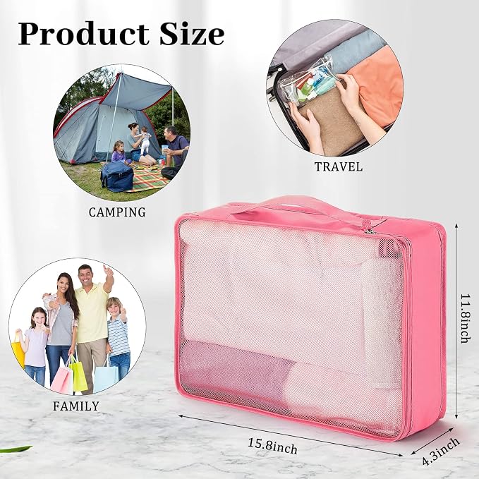 Tudomro 12 Pcs Large Packing Cubes Luggage Organizers for Suitcase Mesh Travel Organizer Bags Travel Packing Organizers for Traveling Camping Hiking - Image 2