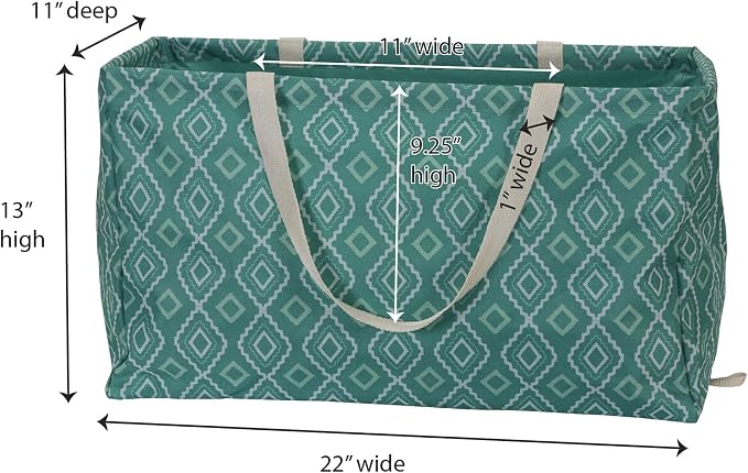 Household Essentials Rectangular Krush Container, All‑Purpose Utility Tote with Diamond Pattern, Teal - Image 3