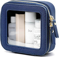 Clear Makeup Bag with Zipper Small Travel Cosmetic Case Navy Blue Mini Pouch for Purse Accessories Car Storgae Essentials Bag Purse Pouch Organizer Compact Small Clear Toiletry Bag for Traveling by POPVIBE