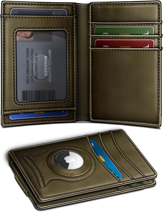 BULLIANT Magnetic Slim Leather Airtag Wallet Money Clip For Men 12Cards | RFID Blocking | Easy Access | Gift Boxed | Pocket Fit by BULLIANT