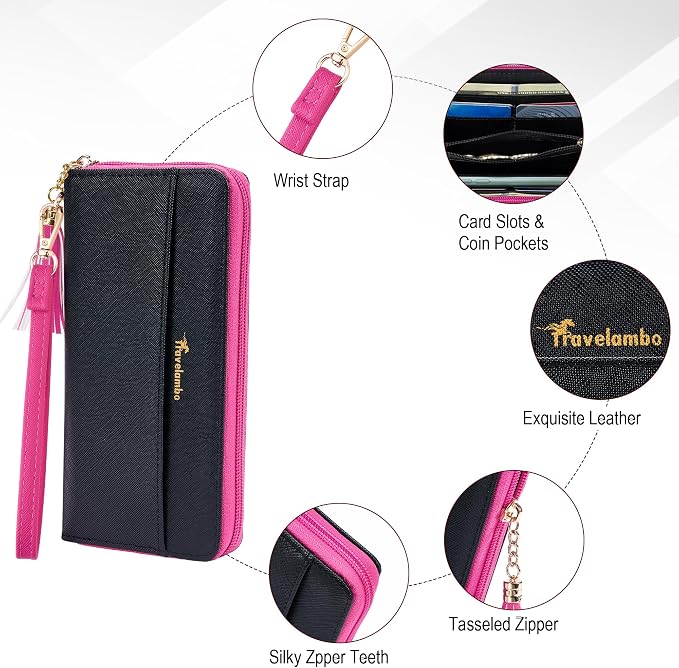 Travelambo Wristlet Wallet Women RFID Bifold Large Capacity Clutch Purse | Tassel, Zipper Coin Pocket, Card Holder Wallet, Gifts for Women - Image 5