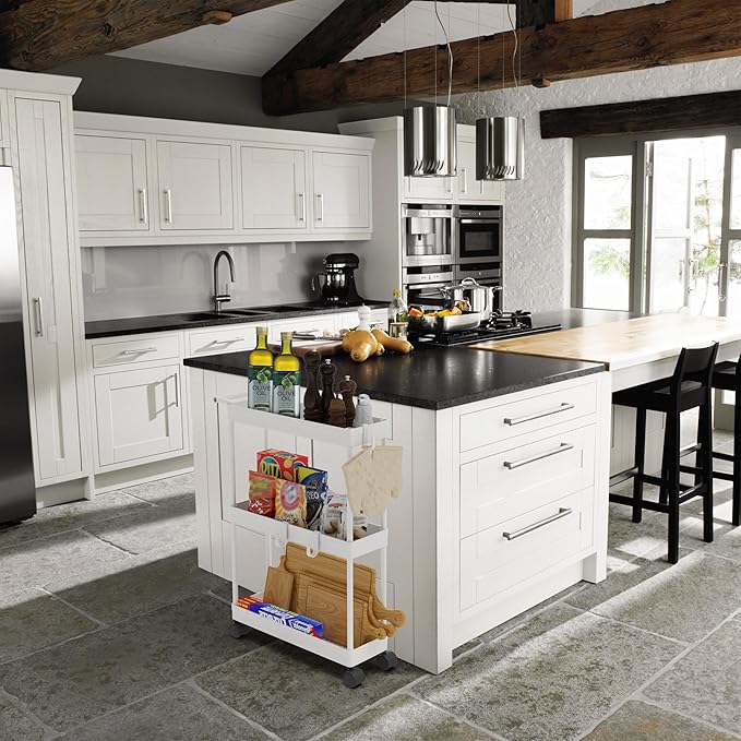Simple Houseware 3-Tier Slim Rolling Cart w/Handle 5.5" Wx27.5 H, White | Storage Cart for Narrow Space (5.5-Inch Wide) Kitchen, Bathroom, Laundry Room - Image 7