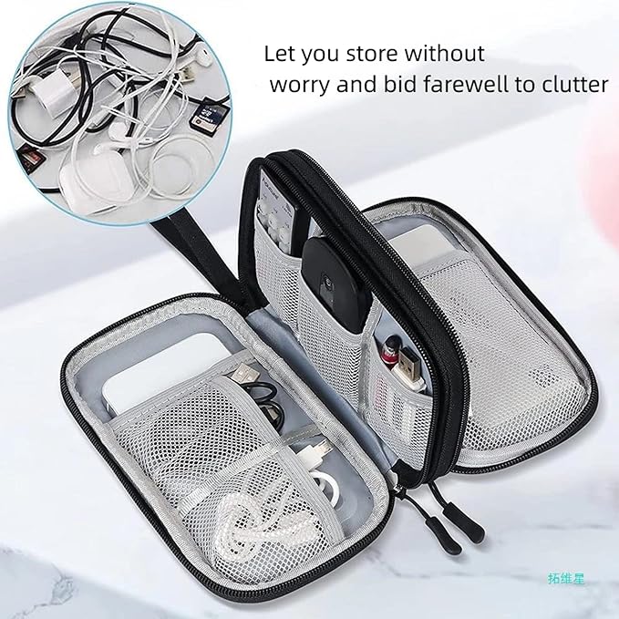 Electronic Organizer Travel Cable Accessories BagPouch Portable Waterproof Storage Bag Electronic Organizer Case for Cable, Mouse,USB Cable,Power Bank,Cord, Charger, Phone, Earphone - Image 4