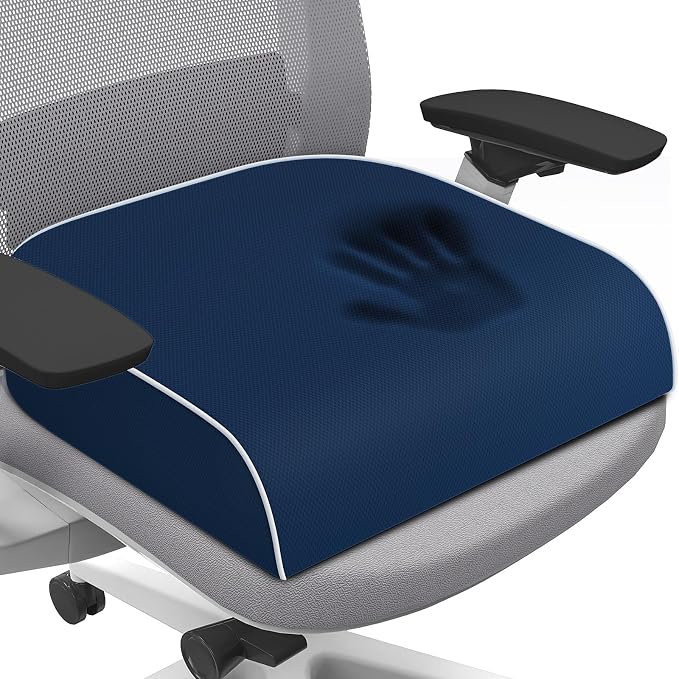 SweetSlubr Seat Cushion, Chair Pad, Memory Foam Tailbone Pain Relief | Office Chair Cushion for Tailbone Pain Relief, Non-Slip Cover, Soft Support for Office Chair, Car Seat,Large/Dark Blue by Unknown