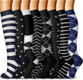 QUXIANG Copper Compression Socks for Women & Men Circulation (8 Pairs) - Best for Running Athletic Cycling - 15-20 mmHg by QUXIANG